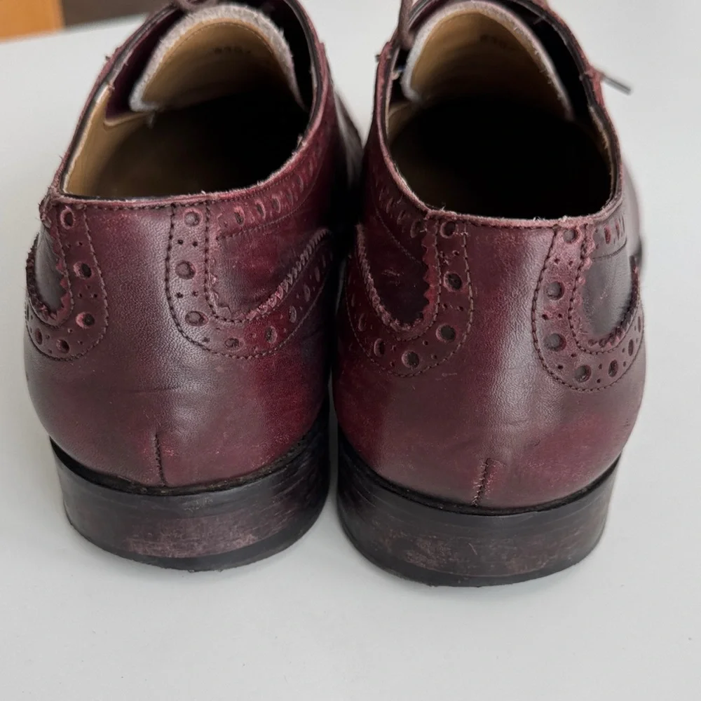 Joseph Abboud Men's Burgundy Leather Lace-Up Oxfords